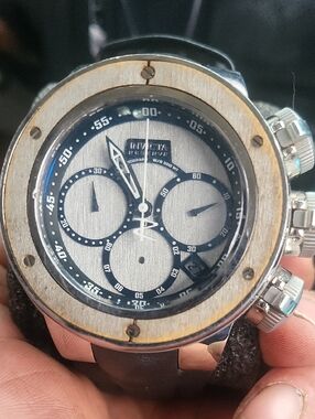 Invicta Silver and Black Chronograph Watch with Black Strap